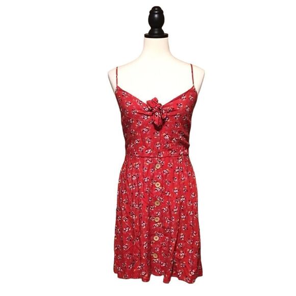 Band of Gypsies Red Floral Spaghetti Strap Mini Dress M - Picture 1 of 7